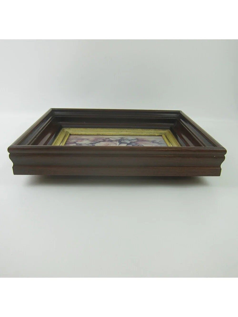 Antique Victorian Deep Picture Frame Wood Gold Gilt Vntg Sonie Ames Roses Print